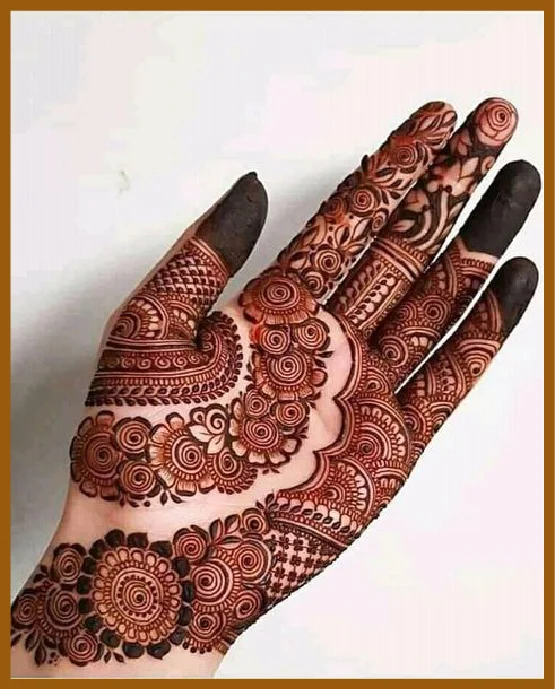 Chain Bands Layered In Royal Front Hand Mehndi Design Chain Bands Layered In Royal Front Hand Mehndi Design